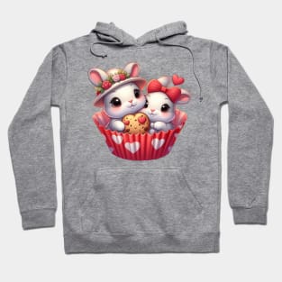 Valentine Rabbit Couple In A Cupcake Hoodie